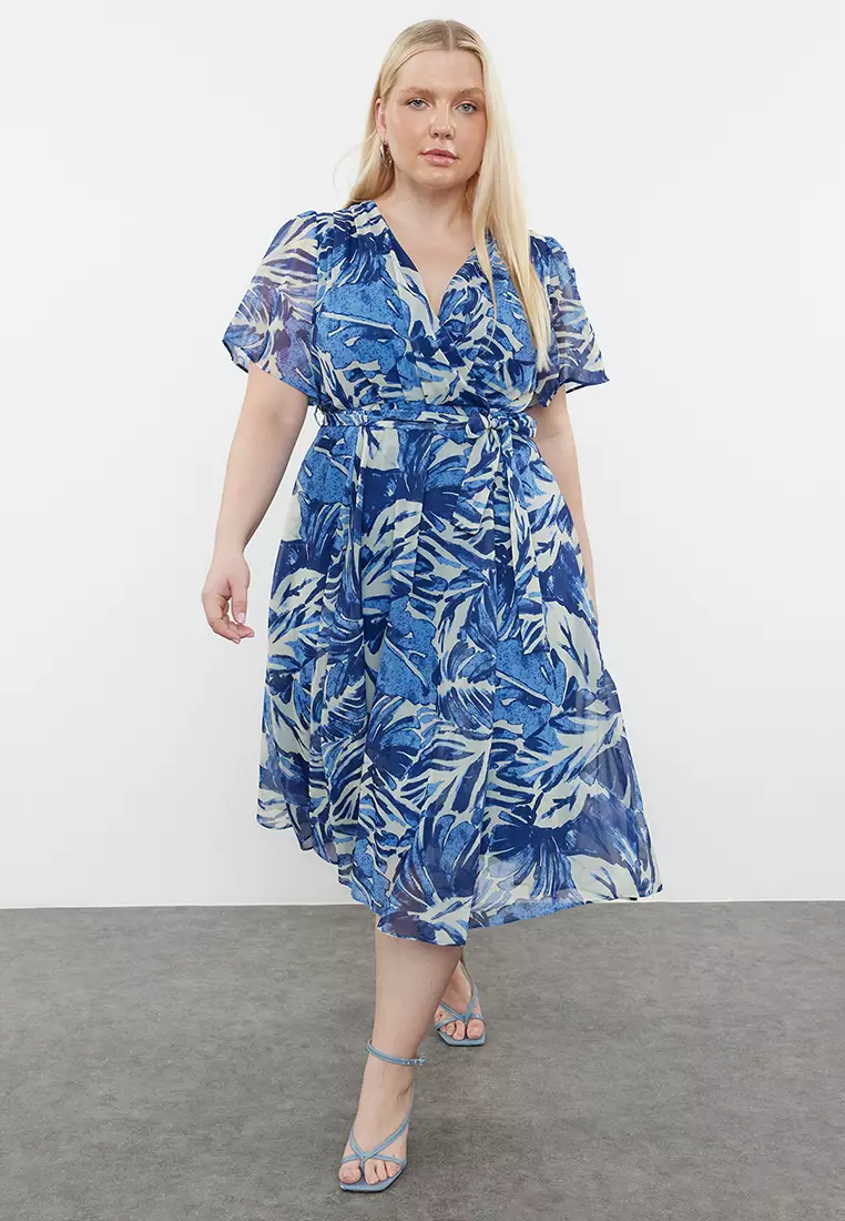 Plus Size Wrap Midi Dress
