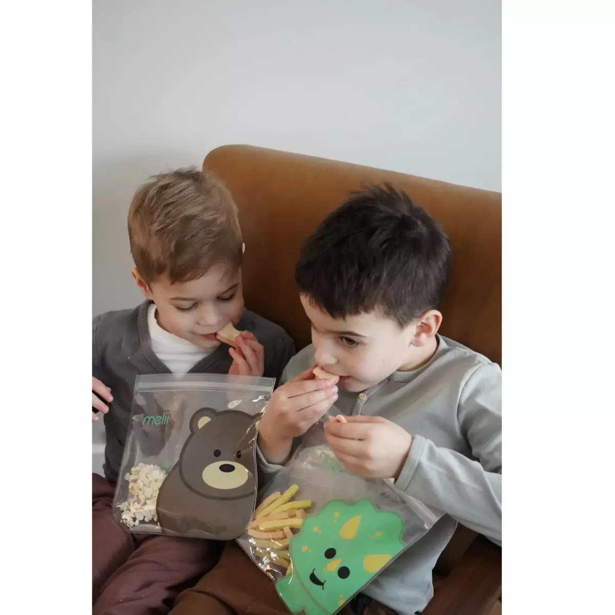 Melii Reusable Snack Bags 4Pcs - Panda/Bear  - Kantong Makanan Anak Klip Ziplock Premium