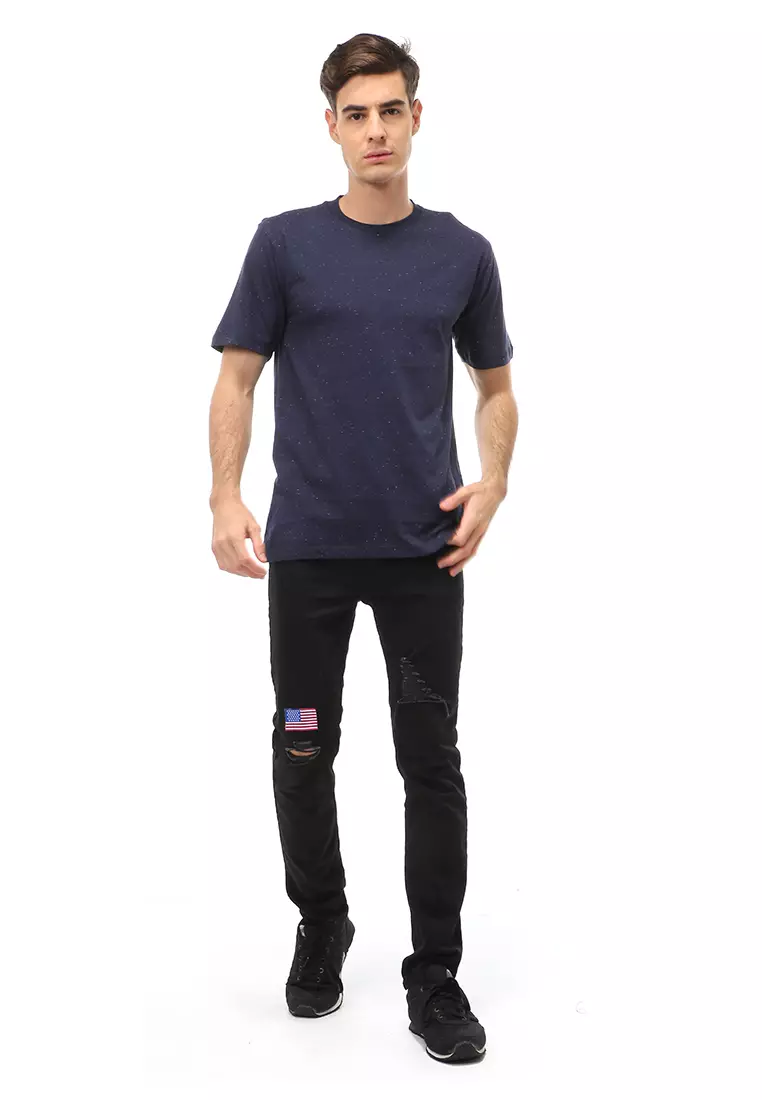 Jack T-Shirt Atasan Kasual Kaos Polos Polka Pria Lengan Pendek Material Cotton ORIGINAL - Navy