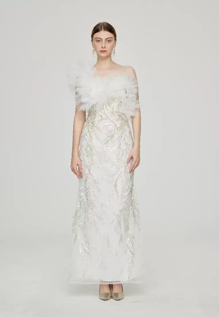Buy G I O R G I A Manako Beaded Midi Bridal Wedding Dress 2024 Online ...