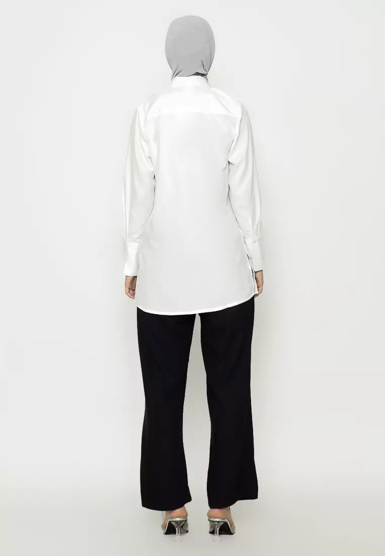 Urban Exchange Miranda White Shirt - Atasan Tunik Kemeja Putih Warna White
