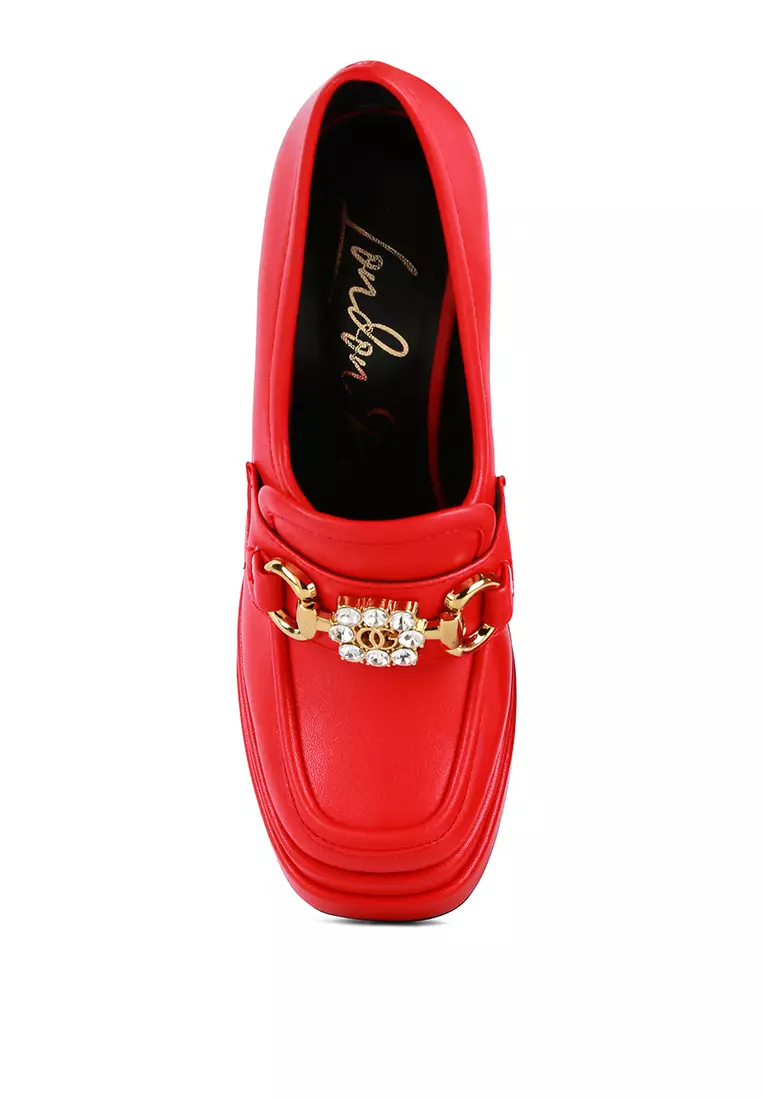 Red platform clearance loafers