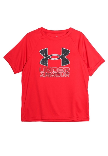 Under Armour red Boys' Tech Hybrid Print Fill Short Sleeves T-Shirt 0A1A2KAC75121DGS_1