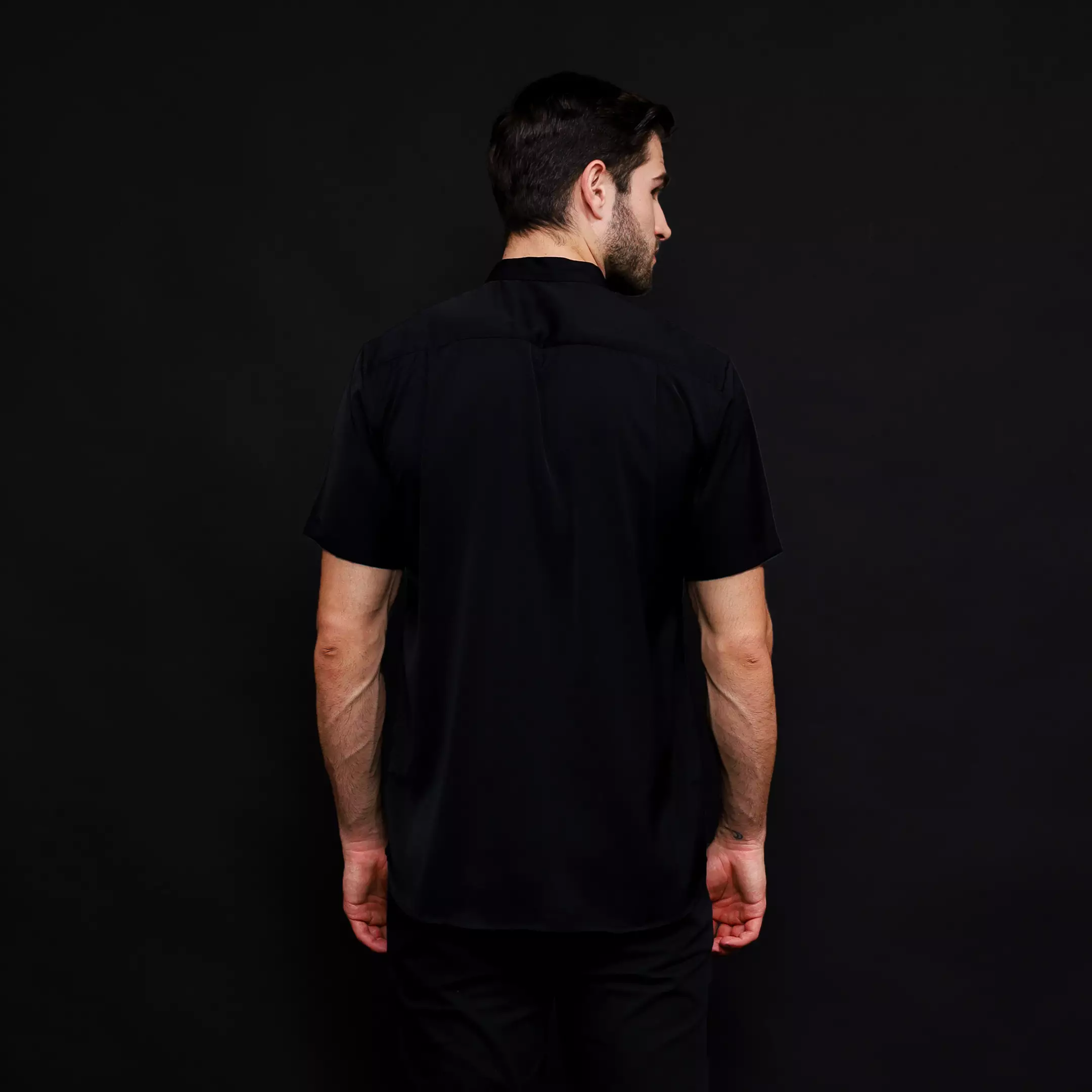 Rayon Shanghai Kemeja Pendek Polos Black