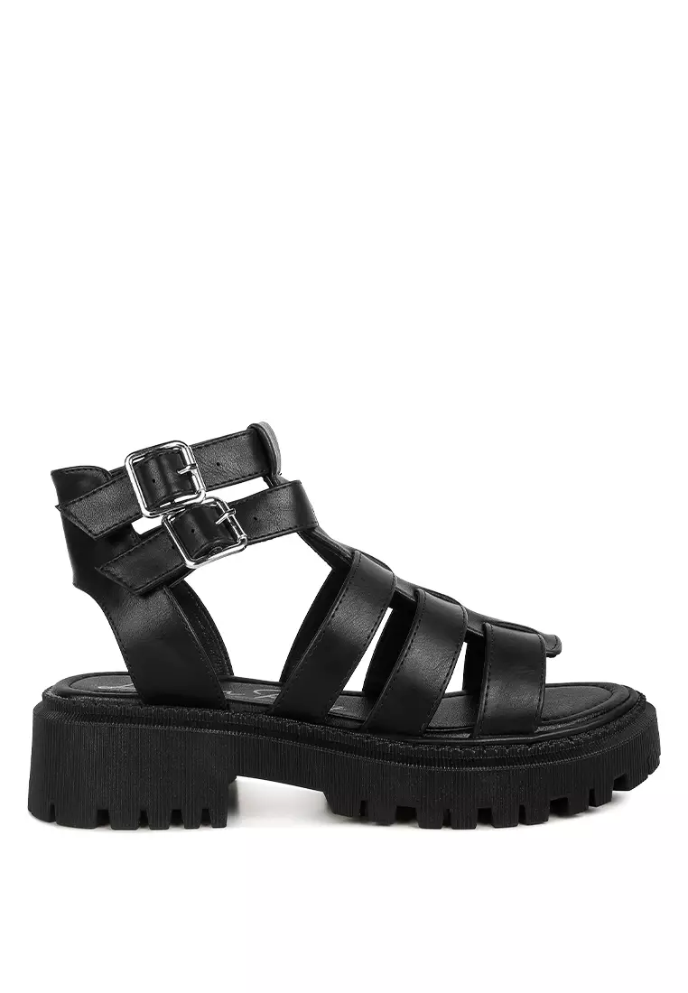 Black and white chunky cheap sandals