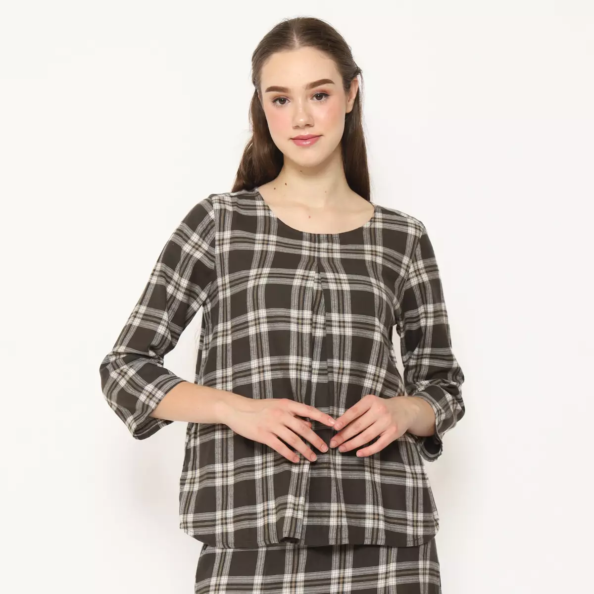 Jennaira Blouse Flanel Olive