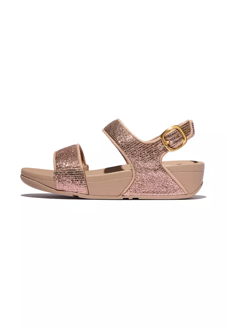 Lulu Crinkled-shimmer Back-strap Sandals