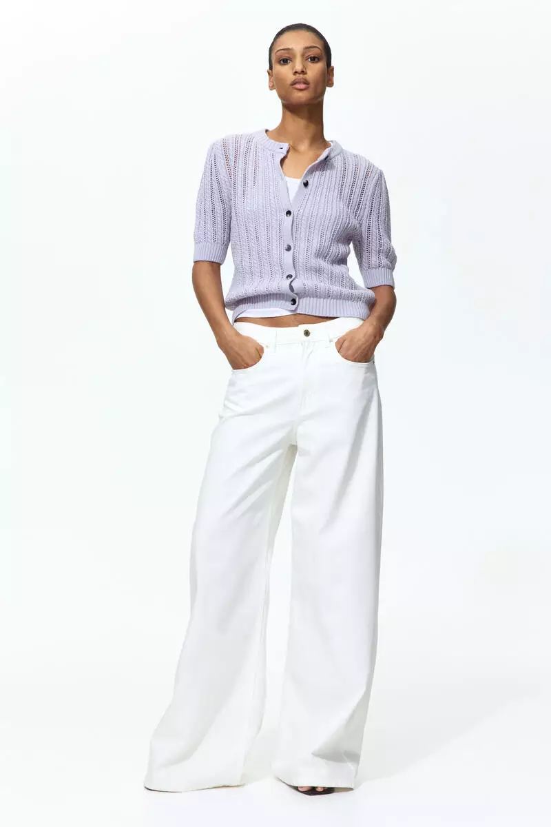 Pointelle-knit cardigan