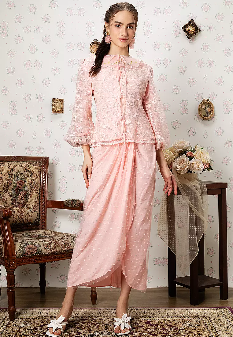 Zalora Lace Cardigan Pink Buy Lubna NAYLA LACE KURUNG 2025 Online