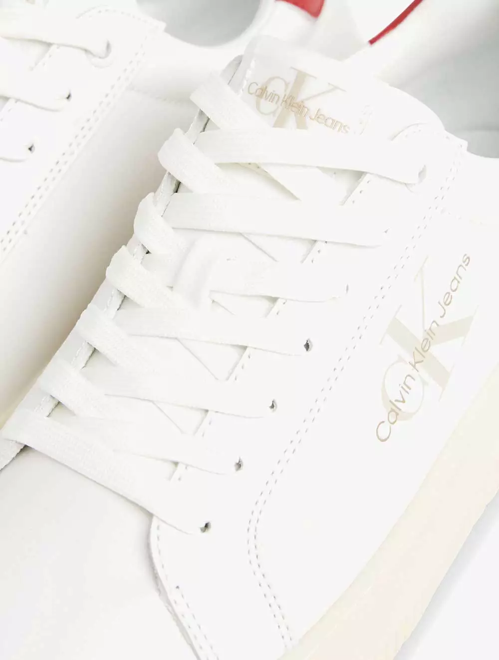 CALVIN KLEIN FOOTWEAR - CHUNKY CUPSOLE MONO LEATHER TRAINERS - White - white