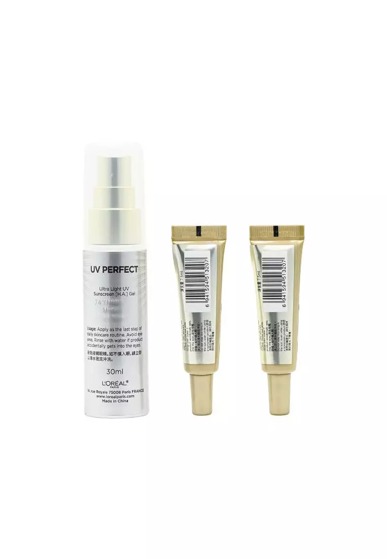 L'Oreal Paris SPF50+ PA+++ UV Perfect Ultra Light UV Sunscreen [H.A.] Gel Set (3pcs)