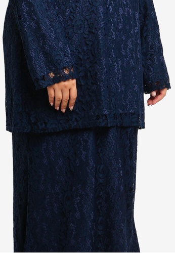 Buy Straight Sleeves Lace Set from Lubna in Navy only 289