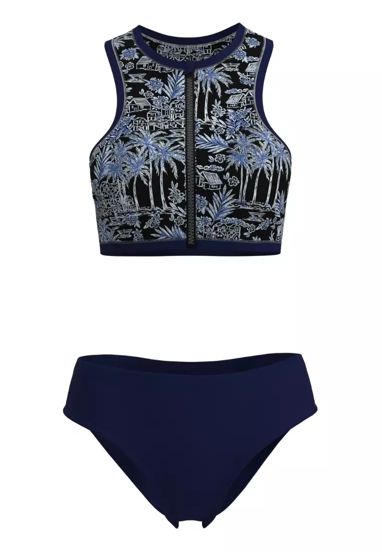 Tropadelic Island Blue Zip Front Bikini Set