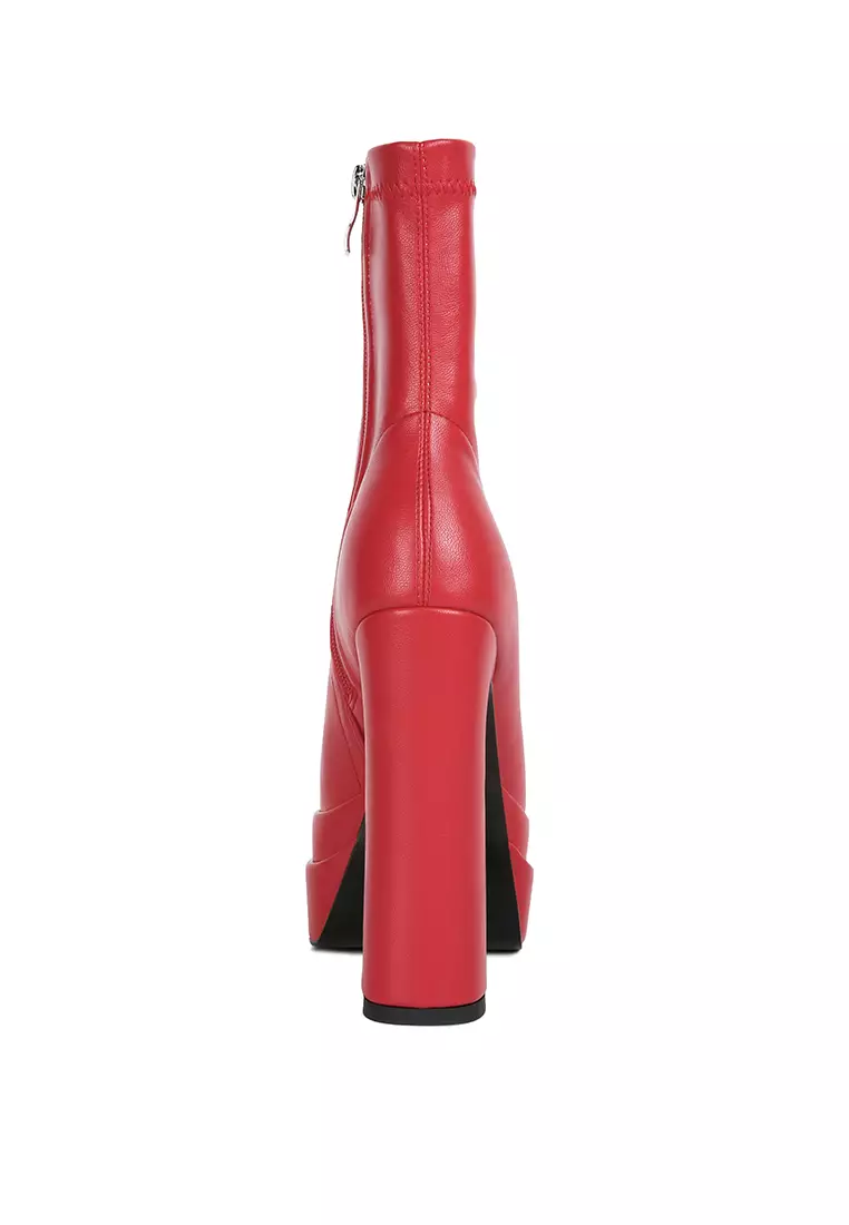 Buy London Rag Red High Platform Ankle Boots 2024 Online ZALORA