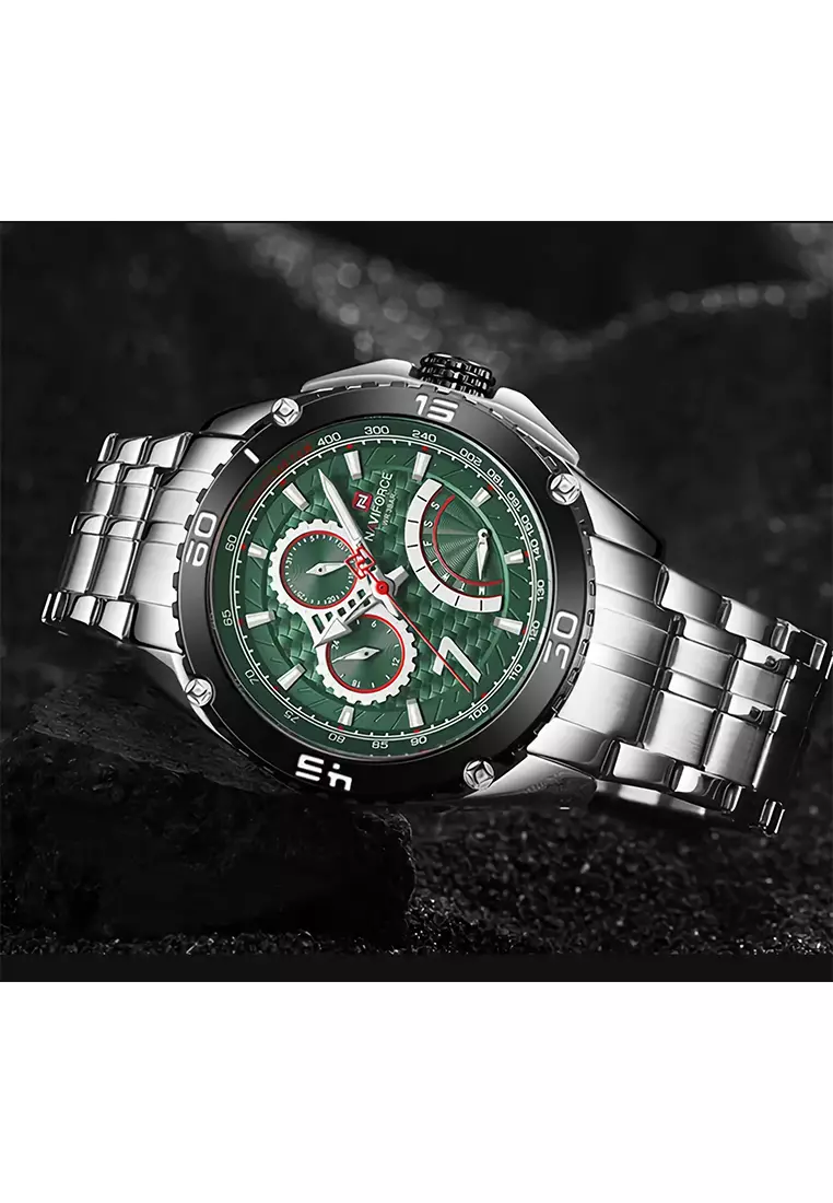Naviforce - Jam Tangan Pria - Silver Green - Zinc Alloy - NF9183