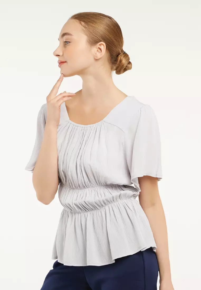 Mayonette Elois Top - Baju Atasan Wanita Terbaru Blouse Korean Style - Ivory