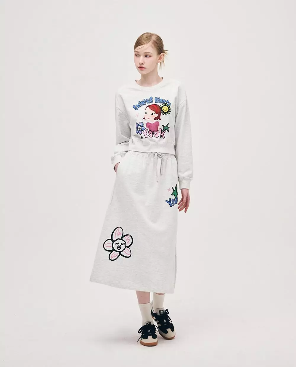 Flower Sweatshirt Skirt Set F Ria