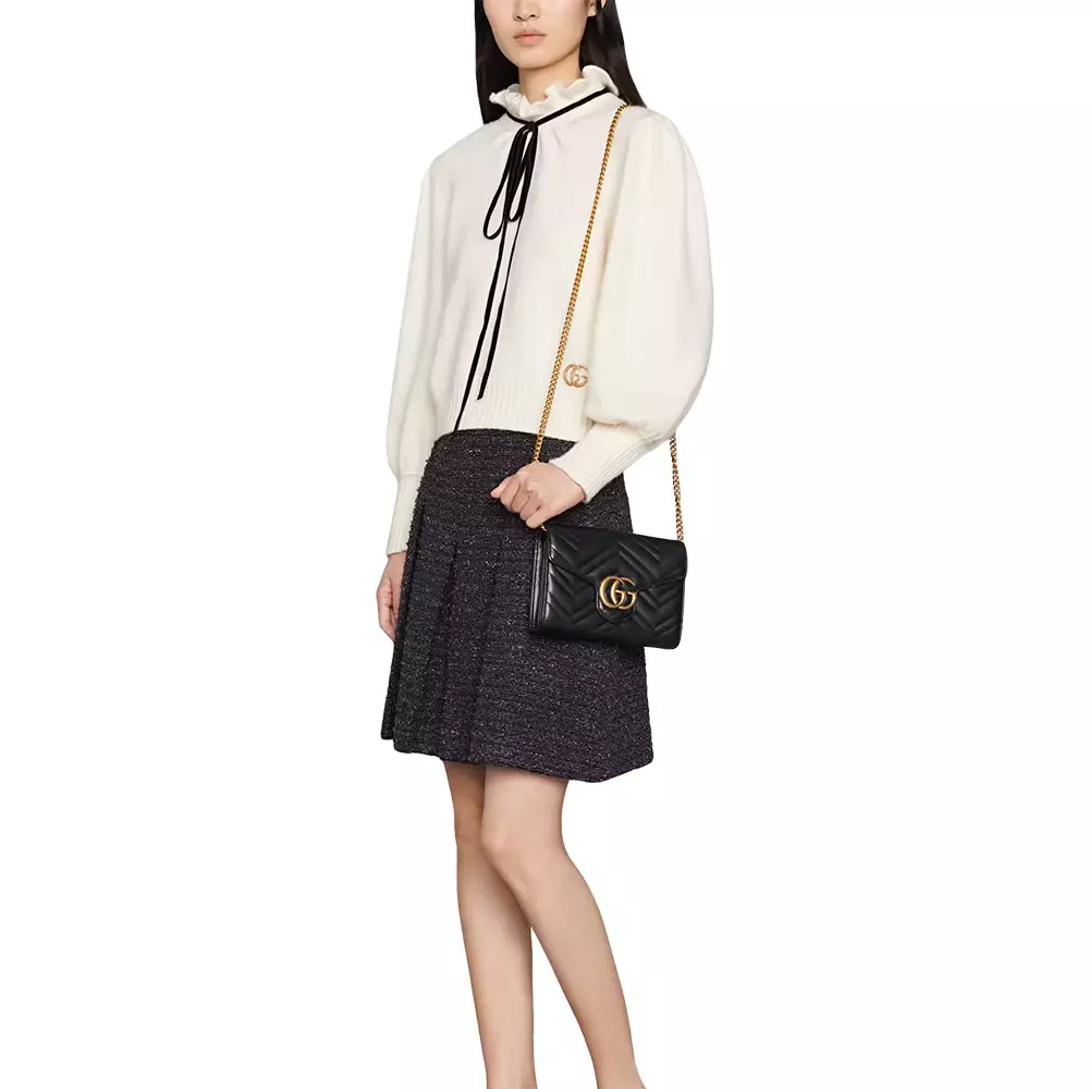 GG Marmont Matelassé Mini Bag Black Ghw