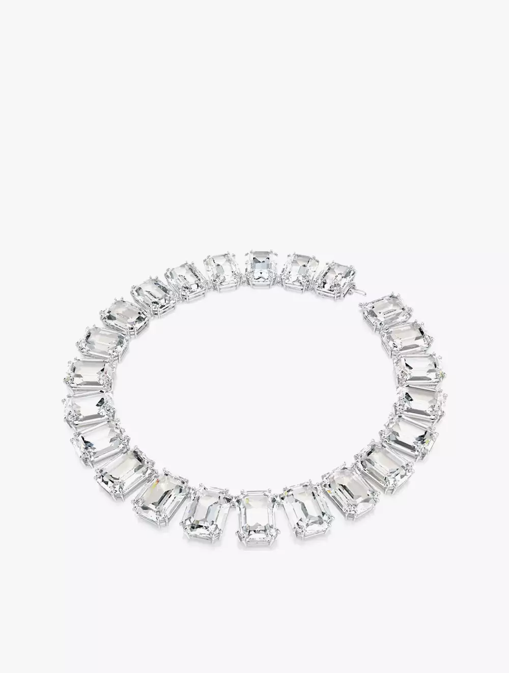 Millenia Tennis necklace, Oversized crystals, Octagon cut, White, Rhodium plated