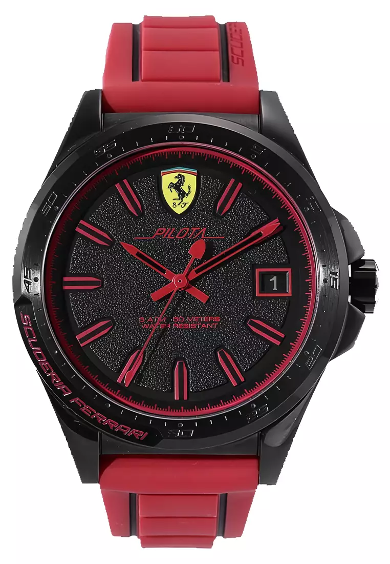 Jam Tangan Pria Ferrari Scuderia Pilota 0830424 Red Rubber Strap