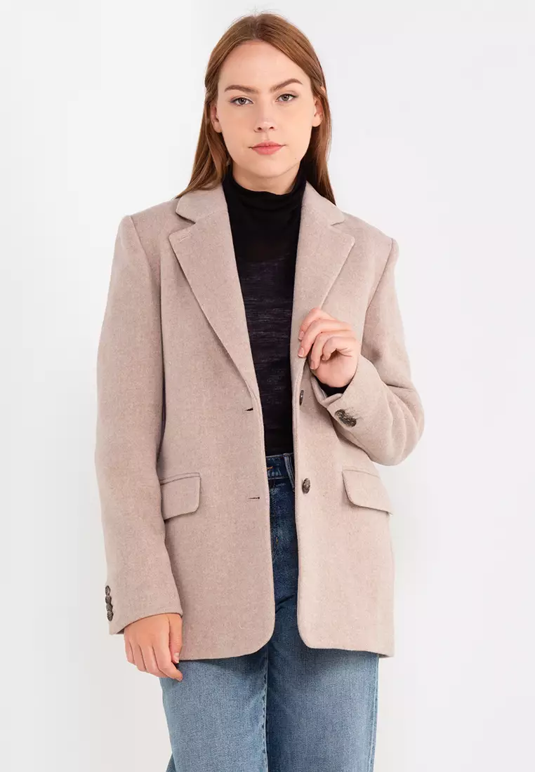 Wool blend oversized discount blazer other stories