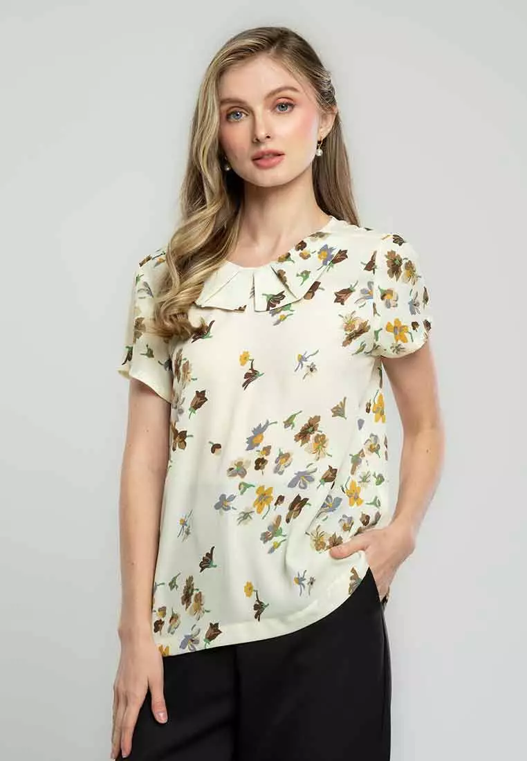 Blush Blossom Petal-Collar Blouse