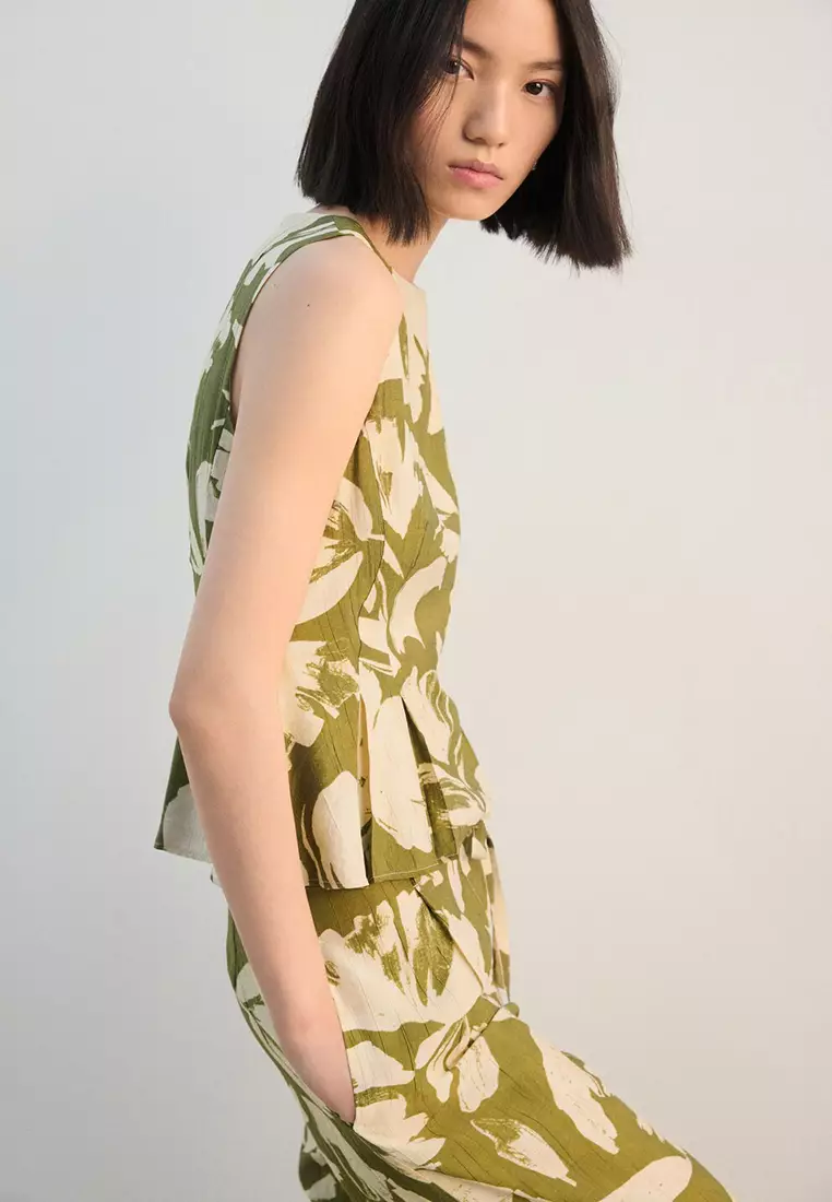 Peplum Top With Pleated Panels