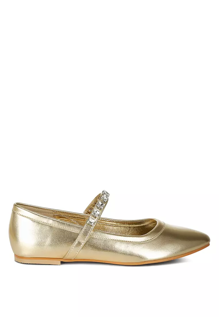 Discount on Rag & CO.  shoes - SKU: Metallic Mary Jane Ballerinas in Gold