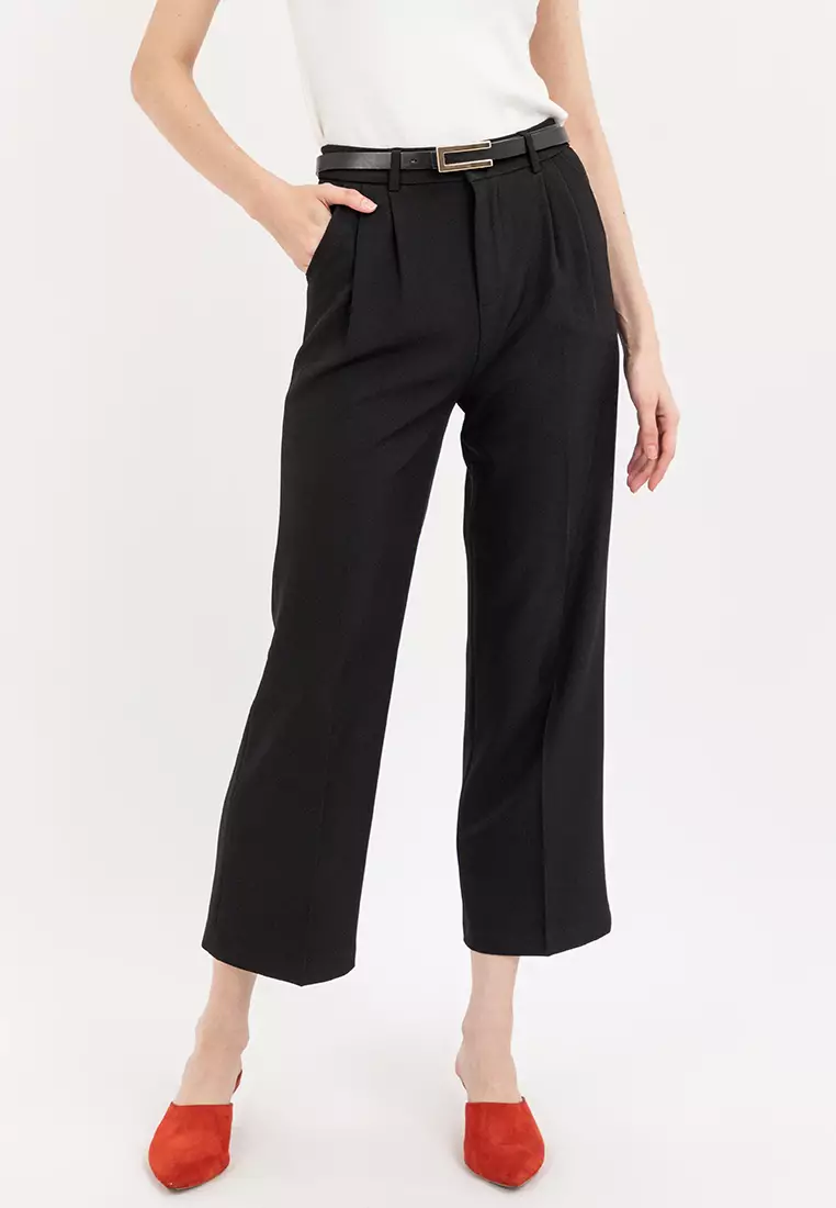 High Waisted Relaxed Straight Leg Stretch Trousers