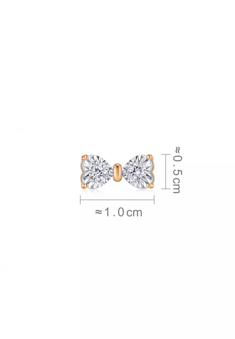 18K White & Rose Gold Stud Earring for Women 93032E (Sold Single Not Pair)