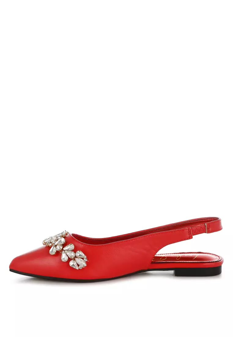 Buy London Rag Diamante Embellished Flat Sandals in Red 2026 Online ...