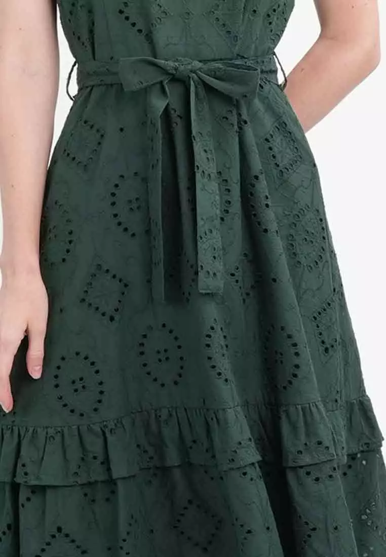 Elise Eyelet Tiered Midi Dress