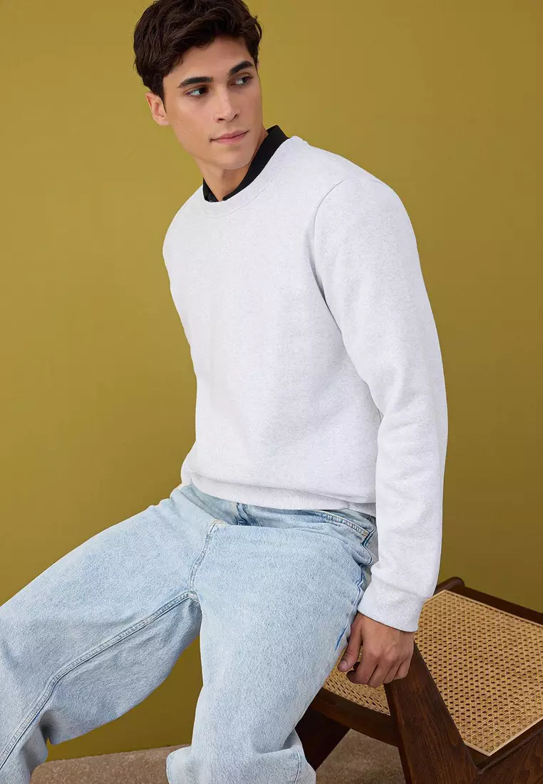 Black-Navy-Grey Melange 3 Pack Regular/Regular Cut Basic Fleece Inside Sweatshirt Tmnaw26Sw00006