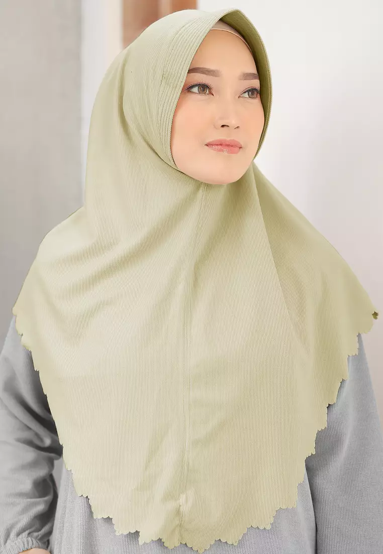 Zelena - Naya Knit Bergo | Hijab Instan Pad Lasercut - Soft Lime