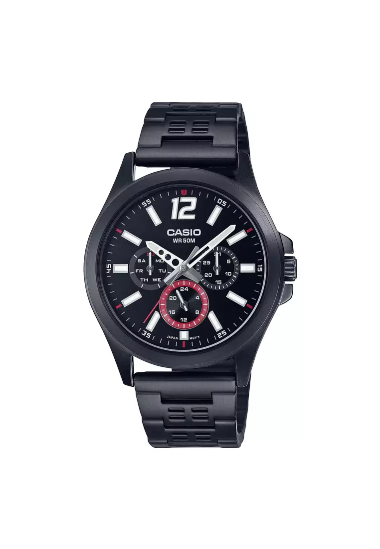 Buy Casio Casio Men's Analog Watch MTP-E350B-1BV Black Stainless Steel ...