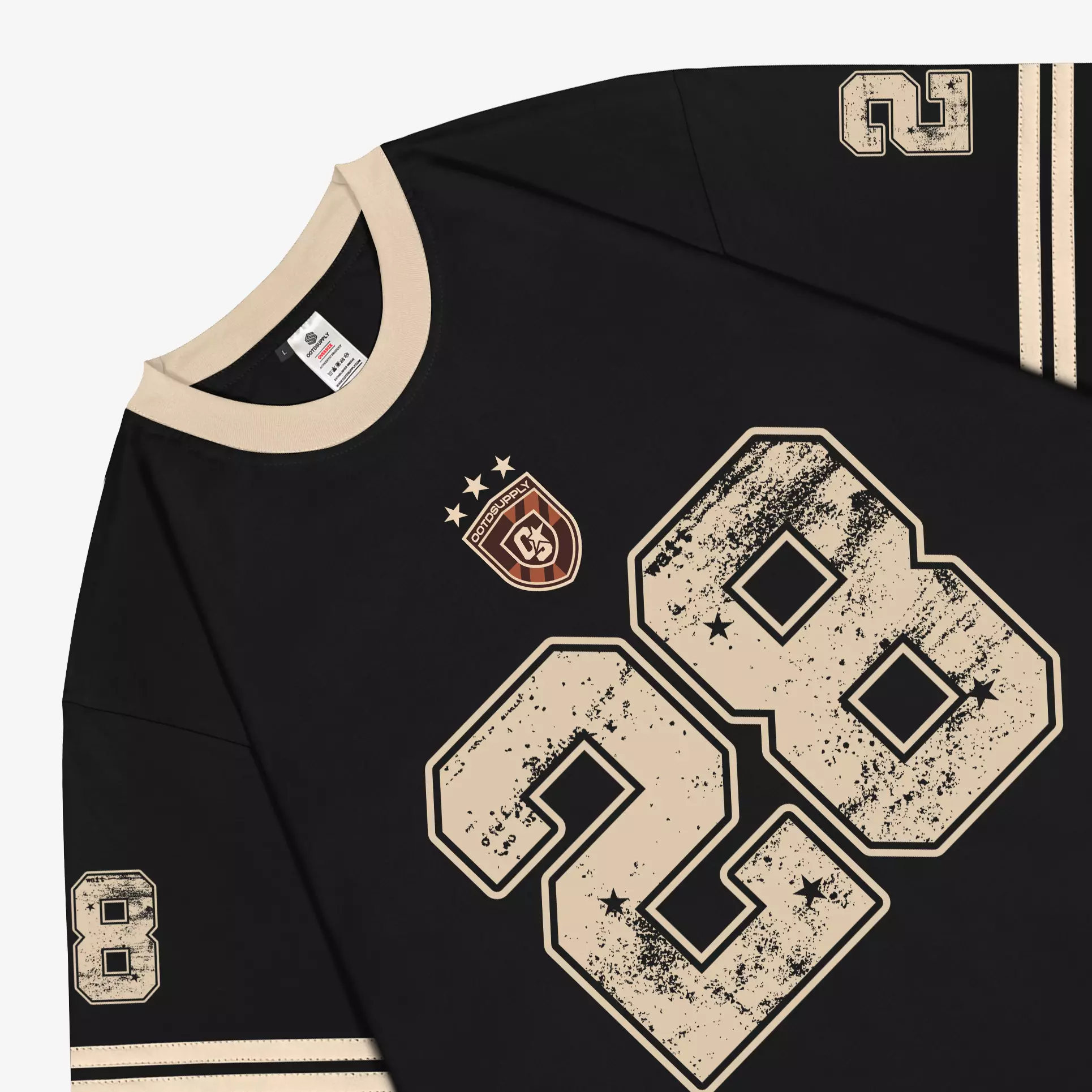 OOTDSUPPLY Oversize Double Stripe Blend 28 Brown & Black l Oversize T-Shirt l Kaos Lengan Pendek I Kaos Stripe | Unisex | OVZDSTRIP002