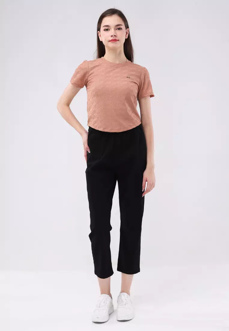 Short Slvs. Round Neck Basic Top
