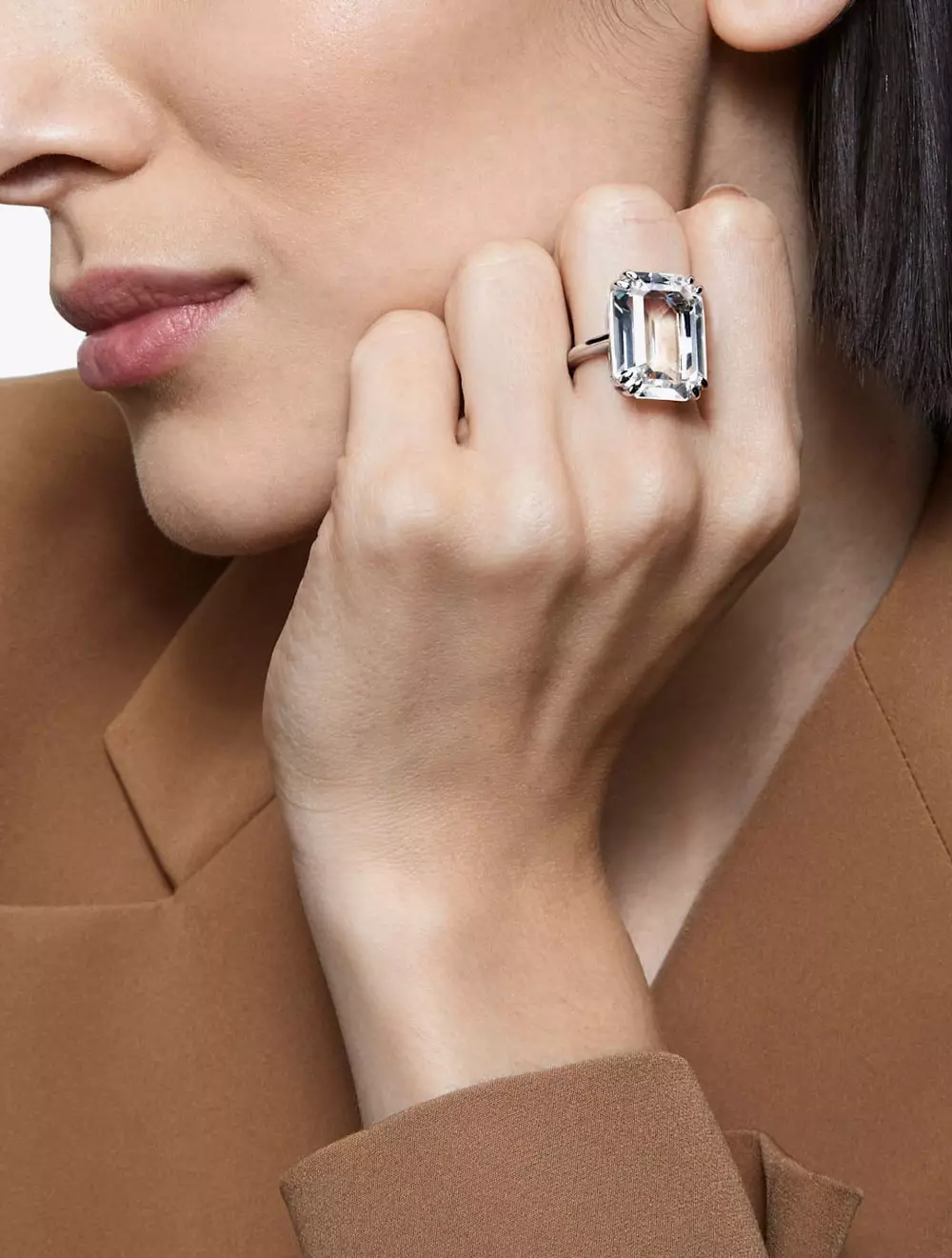Mesmera Cocktail Ring, White, Rhodium Plated - 58 - White