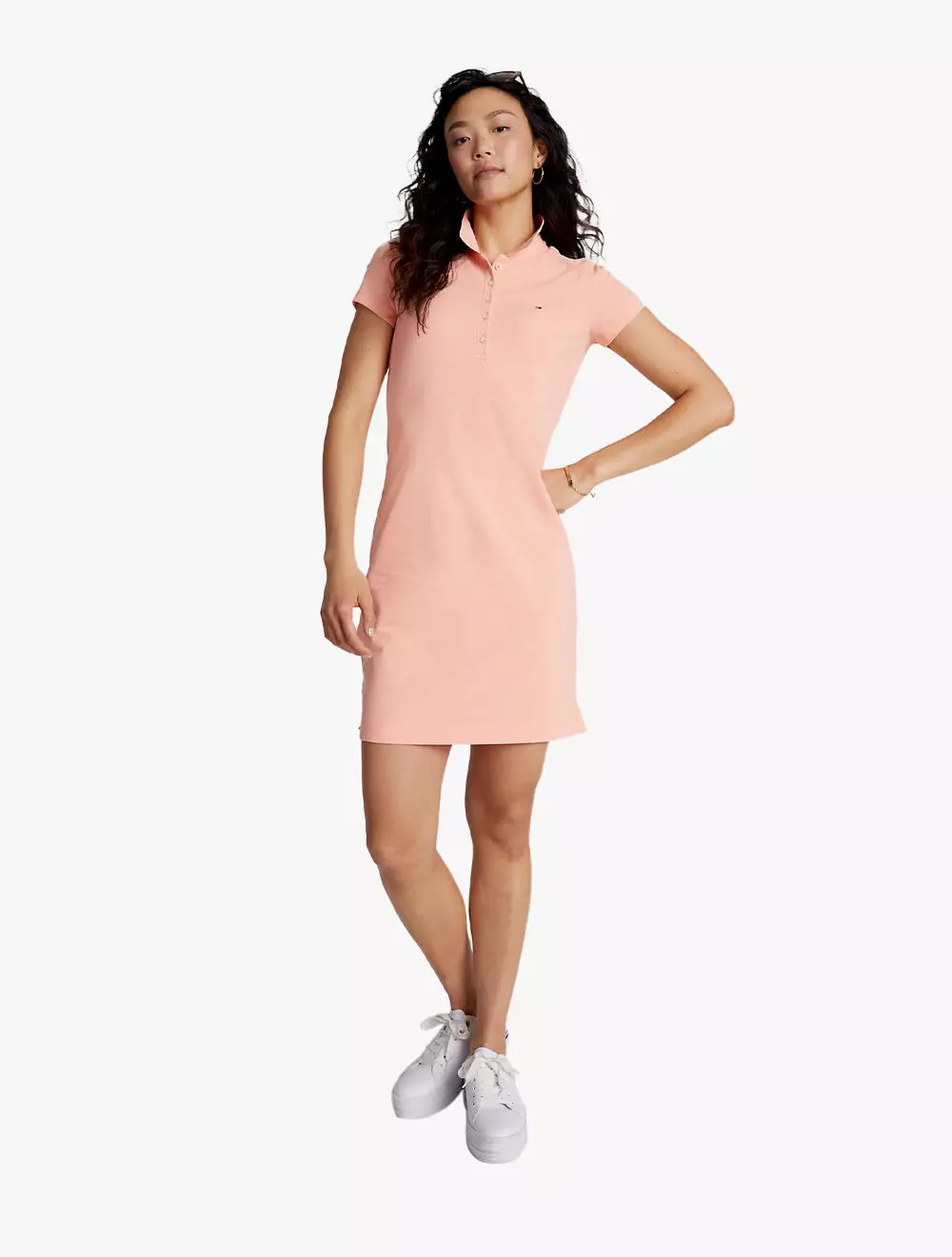 TOMMY HILFIGER - SLIM FIT POLO DRESS - Peach - yellow