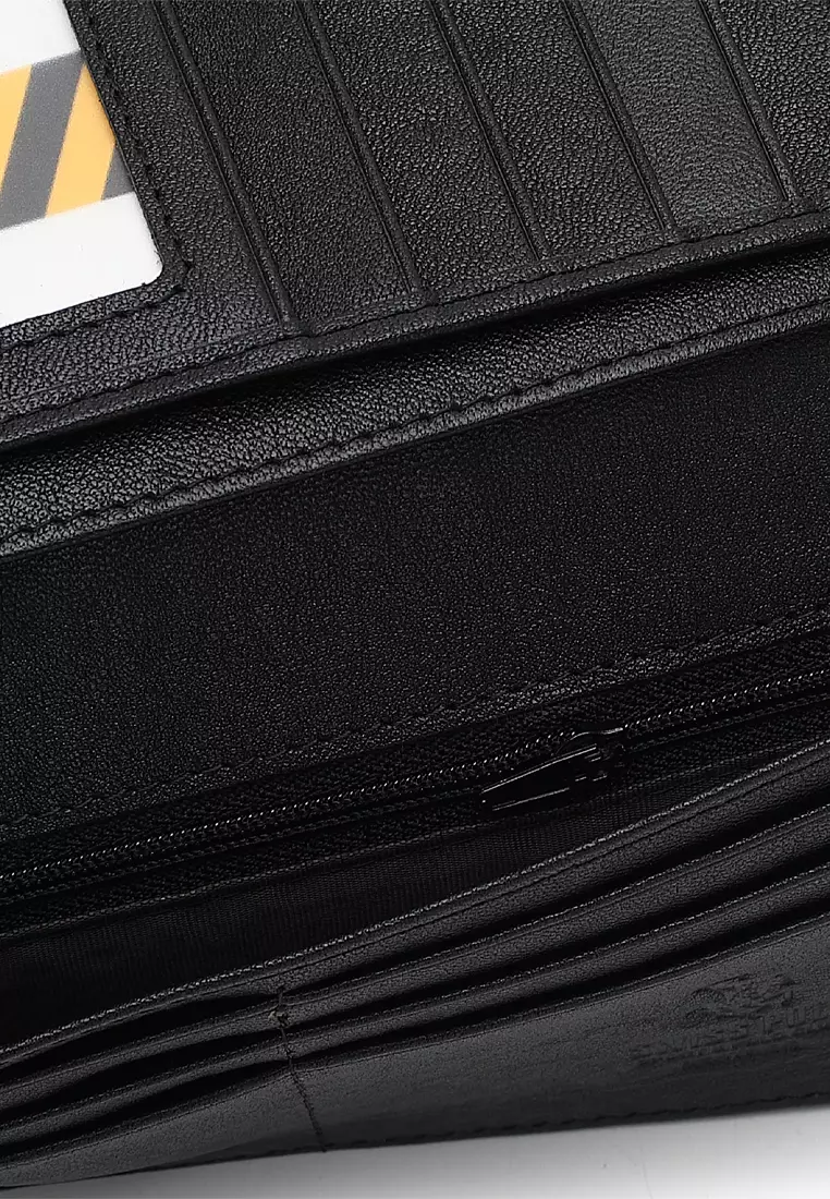 Men's Genuine Leather RFID Blocking Fortune Long Wallet - Black