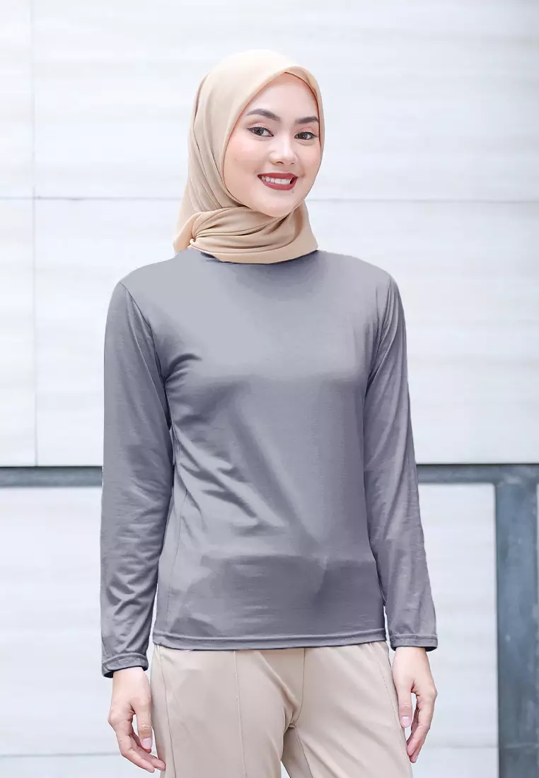 Cotton Bee - Manset Lengan Panjang Aneisha Inner Rayon - Thunder Grey - XL 