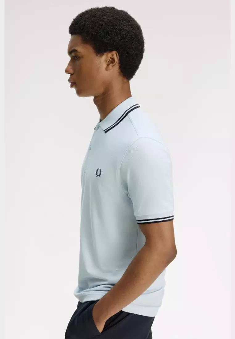 Fred Perry M3600 The Twin Tipped Fred Perry Shirt (Light Ice / Anchor Grey / Anchor Grey)