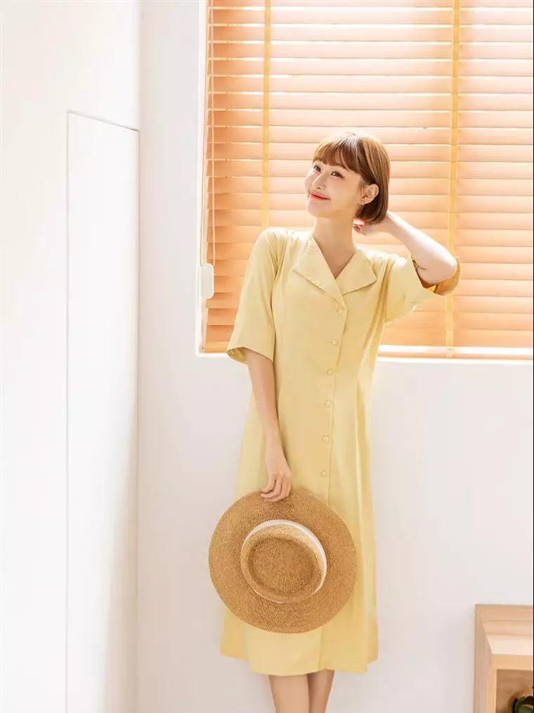 Soft Smooth Solid Color Open Front Buttoned Cardigan Long Dress [DA9739]
