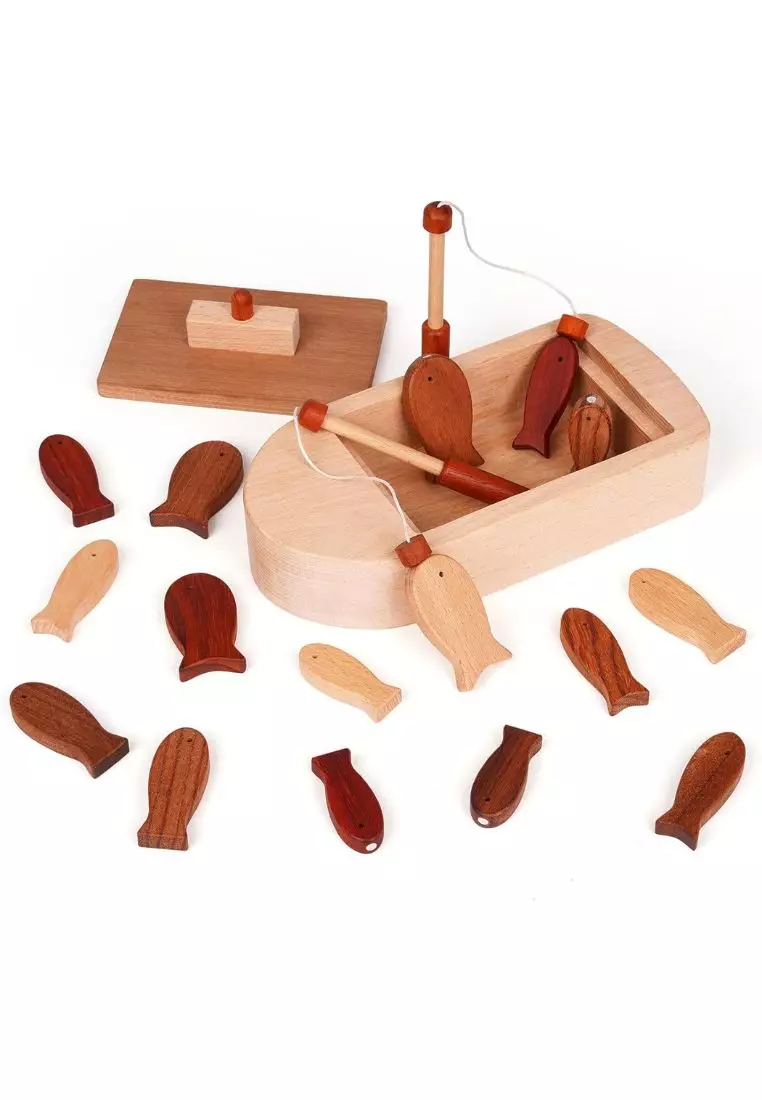 Buy Stitches & Tweed Magnetic Wooden Fishing Game for Toddlers Shape  Sorting and Matching Game in Brown 2024 Online