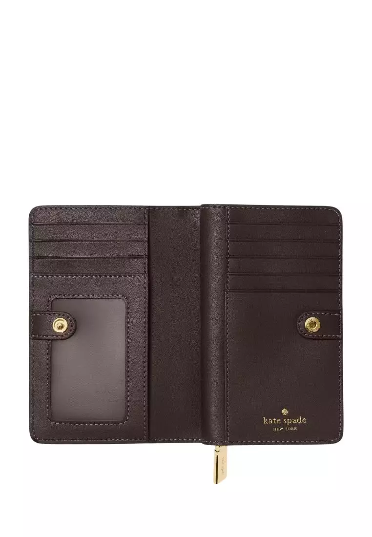 Madison Croc Embossed Medium Bifold Wallet Hot Fudge