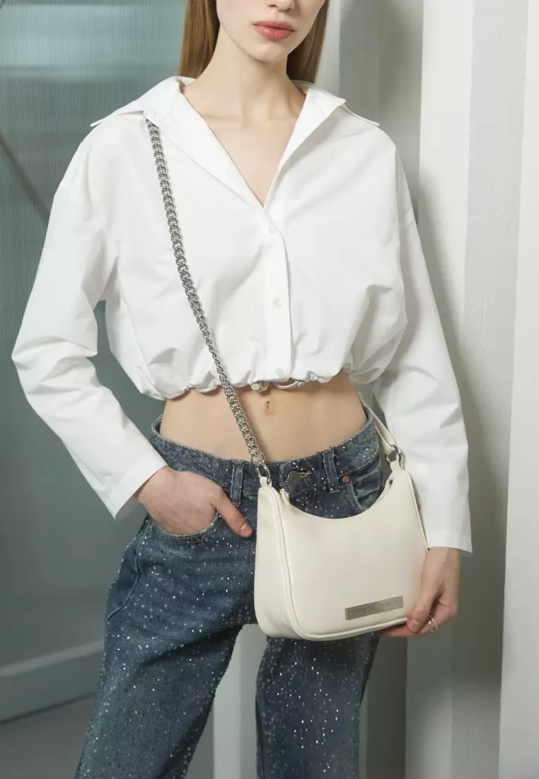 SAGE Vegan Leather Crossbody Bag Cream