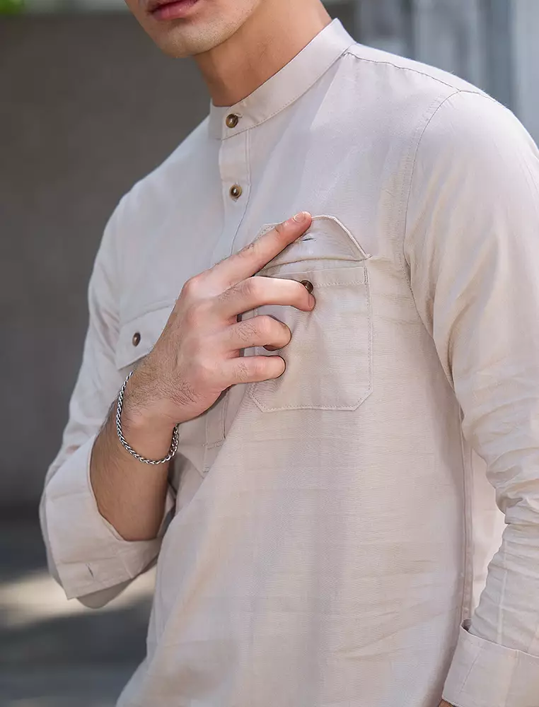 Kemeja koko Collarless shirt OXCON GHAISAN Khakis