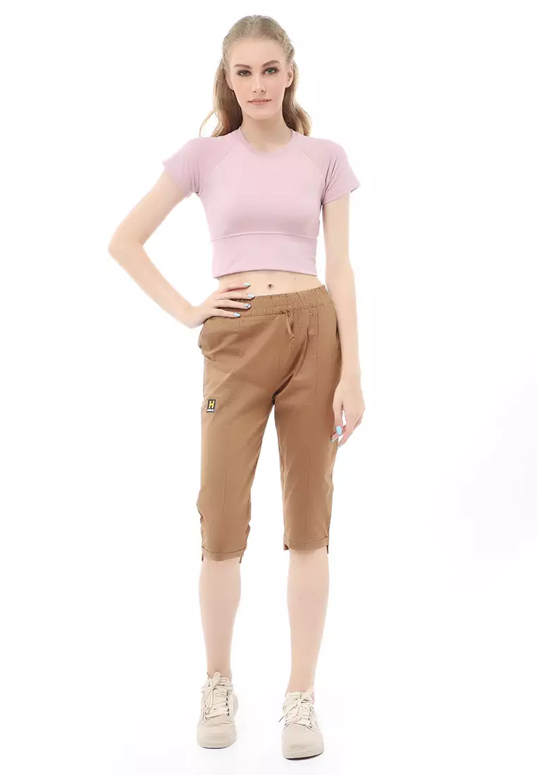 Madoc Short Pants Celana Pendek Kasual Wanita 3/4 Street Material Cotton ORGINAL - Mocca