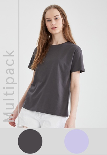 DeFacto grey 2-pack Short Sleeve T-Shirt 0E1B7AAE143085GS_1