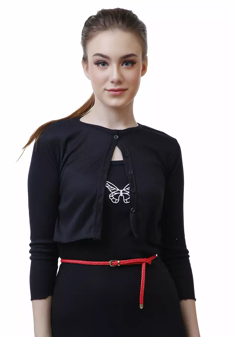 Imani Aksesoris Fashion Wanita Ikat Pinggang Model Kepang Casual Belt Slim Design Material Leather ORIGINAL - Red